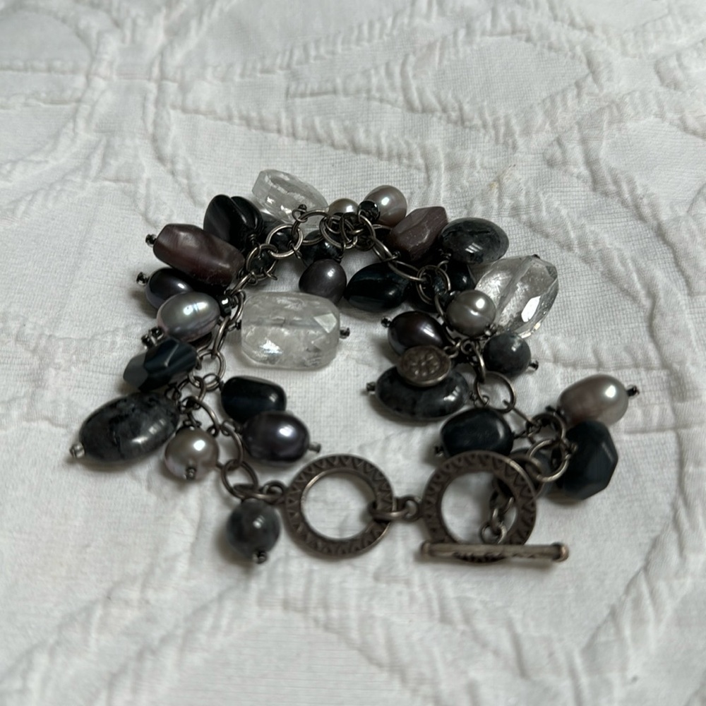Silpada multi-stone Cha Cha bracelet gray silver retired
